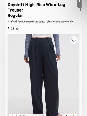 Lululemon Daydrift High-Rise Wide-Leg Trouser Pants Black Small Like New